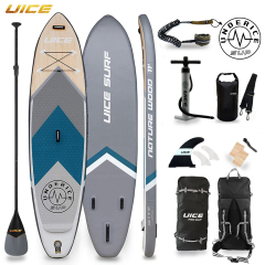 10'6'' Custom Grey Wood Design iSUP Triple Layers Inflatable Paddle Board For Surfing