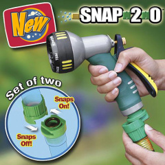 Plastic SNAP 2.0 Garden Water Hose Adapter Connectors With Pressure Nozzle