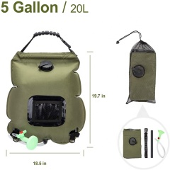Solar Shower Bag for Camping 5 Gallons/20L Summer Shower Bag with Removable Hose and On-Off Switchable Shower