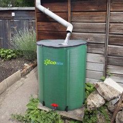 500L Collapsible Rain Barrel, Portable Water Storage Tank, Water Catcher Container with Filter Spigot Overflow Kit