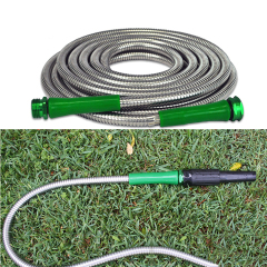 UV Resistant Durable Flexible Car Washing Home Cleaning 304 Stainless Steel Metal Garden Hot Water Hose with Nozzle