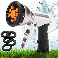 Water Hose Sprayer 9 Pattern High Quality Metal Spray Gun Heavy Duty Garden Trigger Spray Nozzle