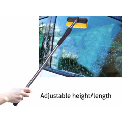 Telescopic Car Washing Brush, Flow-Through Wash Brush with Adjustable Handle and Integrated Squeege