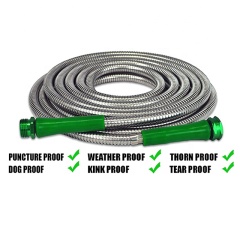 Stainless Steel Metal Garden Hose 304 Stainless Steel Water Hose with Solid Metal Fittings and Newest Spray Nozzle