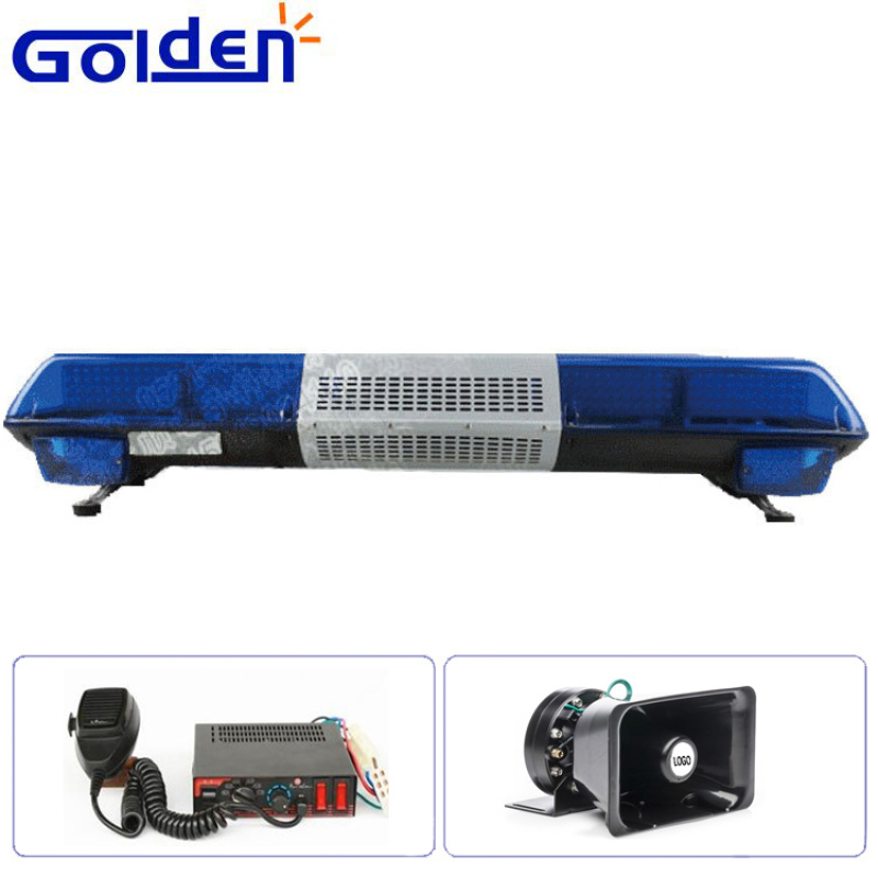 Blue strobe flashing warning ambulance led lightbar with siren and speaker