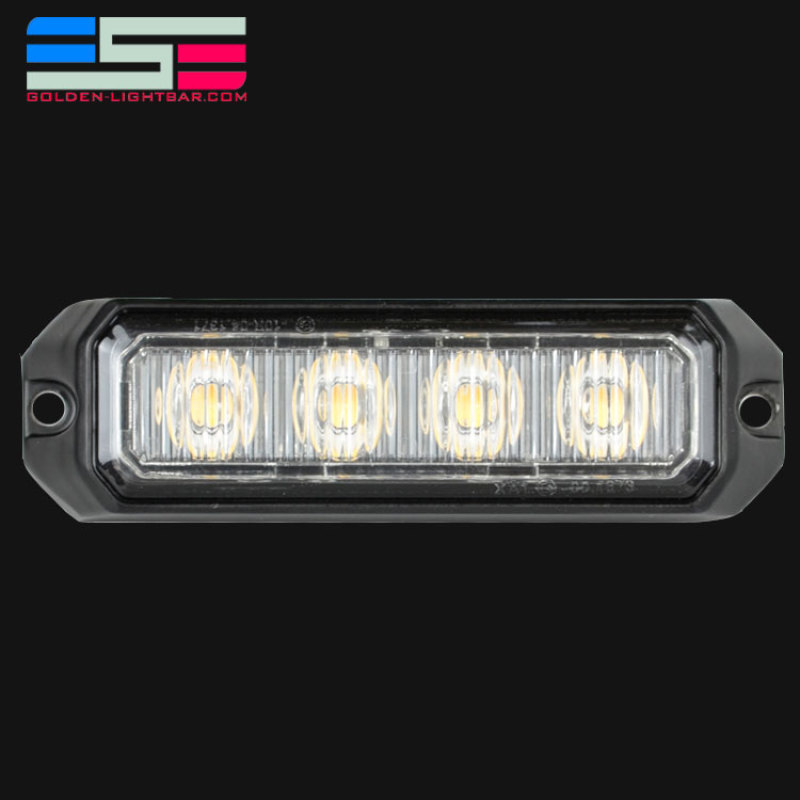 Slim Waterproof 12V 24V 3W 4 LED Car Grille Police Ambulance Strobe Warning Light With Red Blue