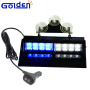 Car windshield suction mount white blue 12v led emergency warning strobe dash visor light with spilt color combination