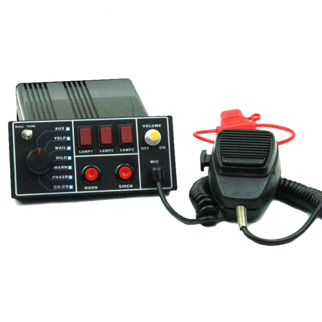 Sirena amplificadora de alarma compacta electrónica de policía con panel de interruptores en el tablero