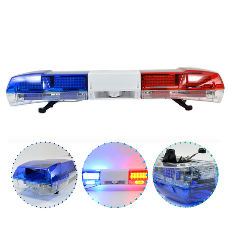 Police vehicle roof mounted DC12V 48inch 5MM led red blue color emergency warning light bar with 100w siren speaker