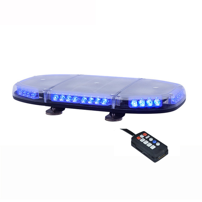 Mini barre lumineuse LED magnétique bleue clignotante de police avec sirène d'alarme