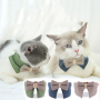 Manufacturer wholesale green blue coffee cat collar with bow-knot