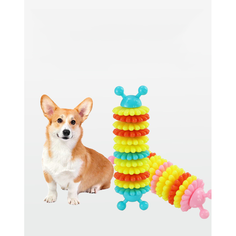 Manufacturer wholesale clean teeth feeder dog tpr chew toys caterpillar design