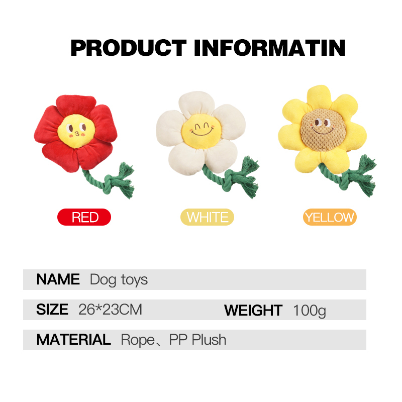 Manufacturer wholesale cute flower design dog plush rope toys