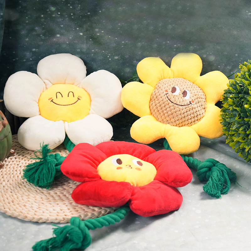 Manufacturer wholesale cute flower design dog plush rope toys