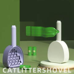 Manufacturer wholesale plastic shovel cat litter scoop with poop bag