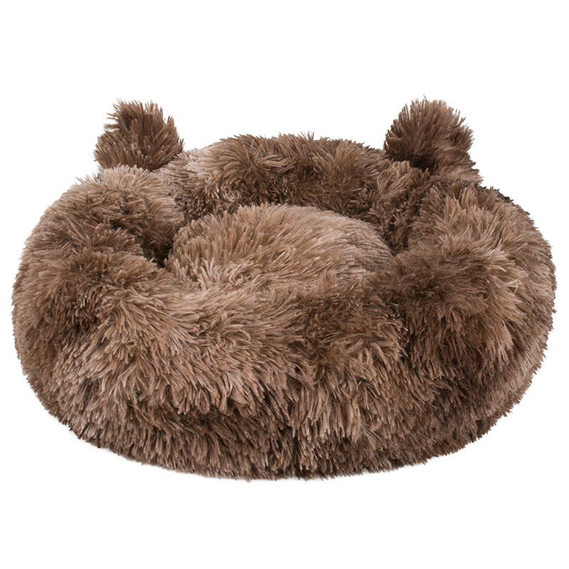 Manufacturer wholesale plush donuts cat dog round bed with ear