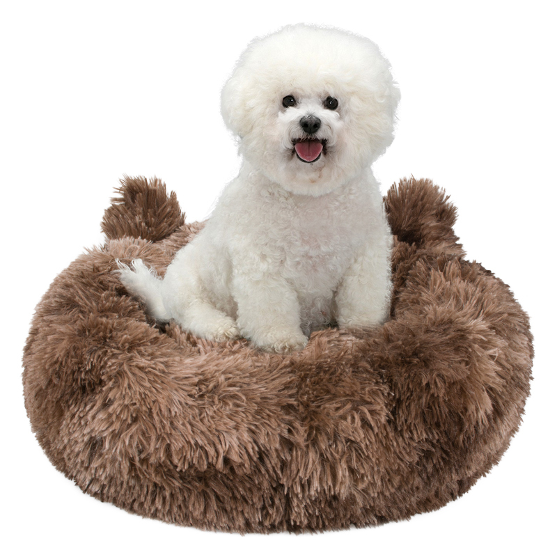 Manufacturer wholesale plush donuts cat dog round bed with ear