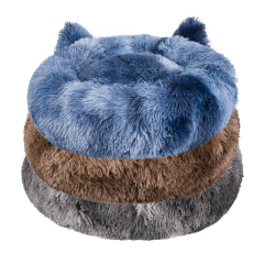 Manufacturer wholesale plush donuts cat dog round bed with ear