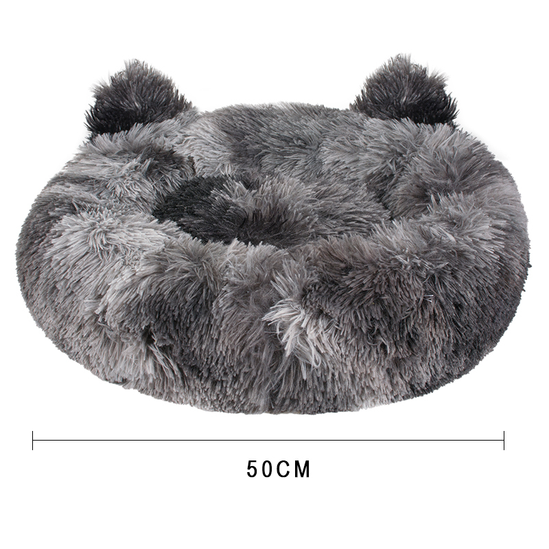 Manufacturer wholesale plush donuts cat dog round bed with ear