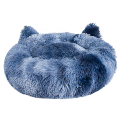Manufacturer wholesale plush donuts cat dog round bed with ear