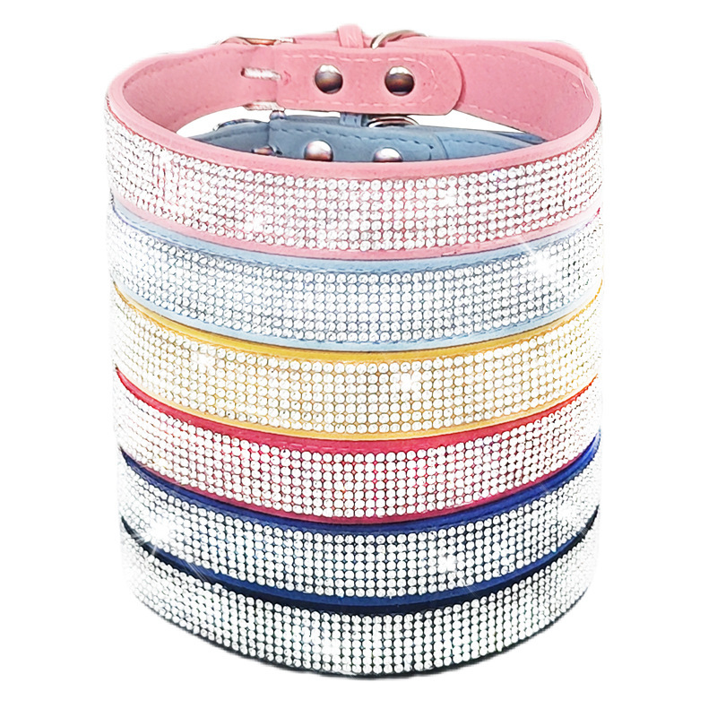 Wholesale Adjustable Suede Shinning Dog Collar Bling