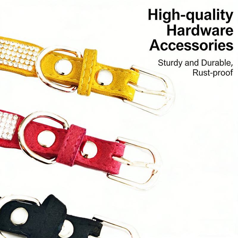 Wholesale Adjustable Suede Shinning Dog Collar Bling