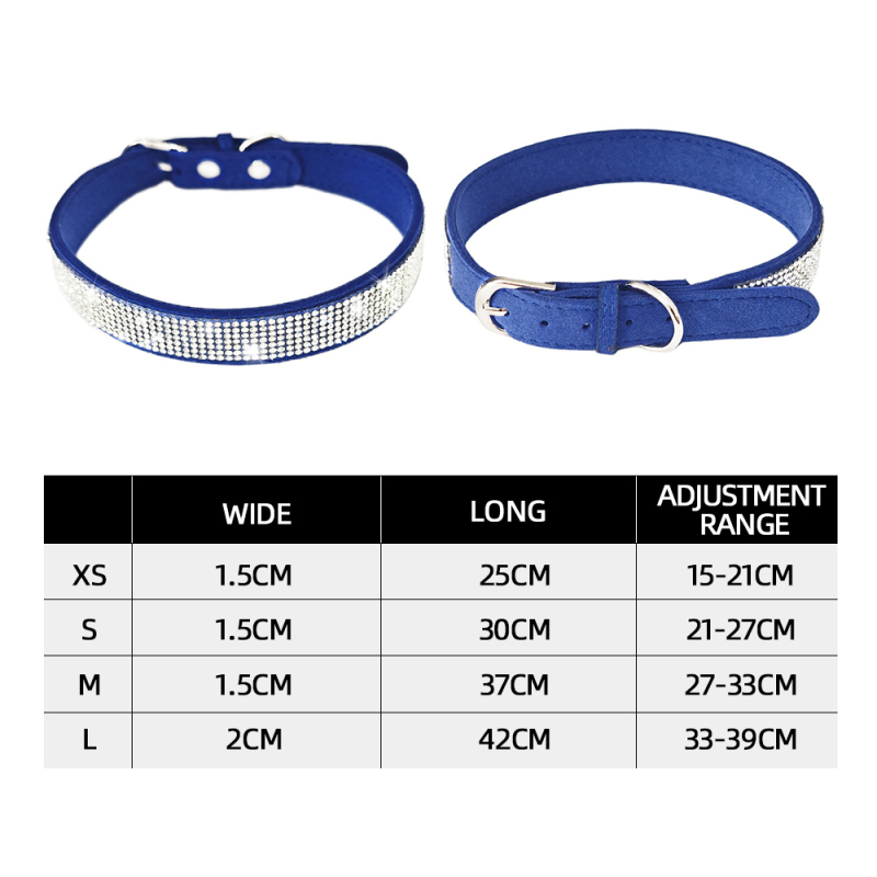 Wholesale Adjustable Suede Shinning Dog Collar Bling