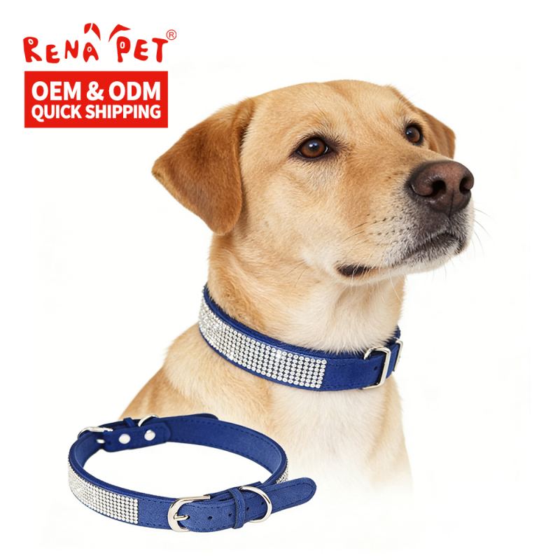 Wholesale Adjustable Suede Shinning Dog Collar Bling
