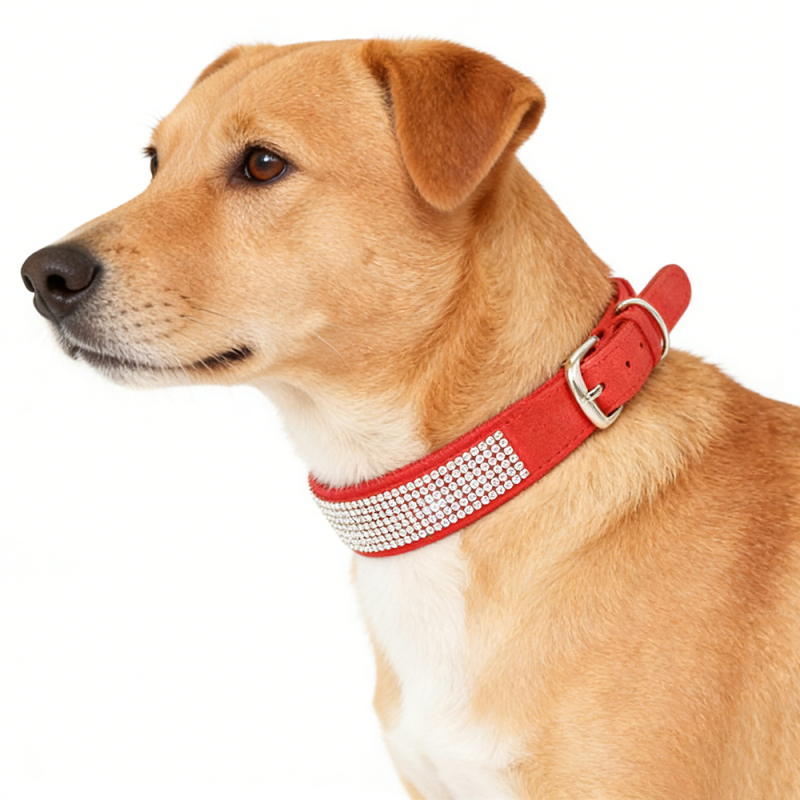 Wholesale Adjustable Suede Shinning Dog Collar Bling