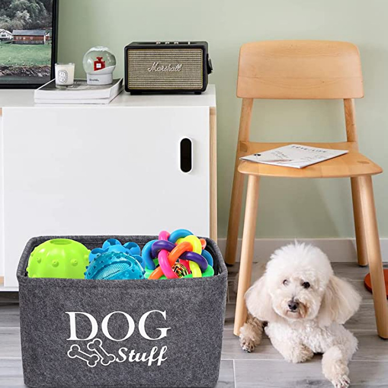 Manufacturer wholesale grey foldable felt dog toy storage box
