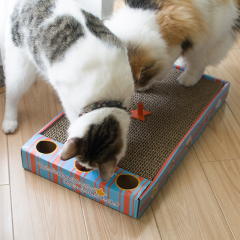 wholesale manufacturer funny cat corrugated cardboard with ball toy cat scratch board