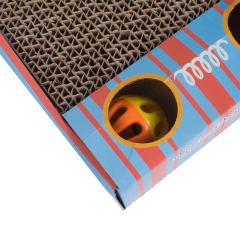 wholesale manufacturer funny cat corrugated cardboard with ball toy cat scratch board