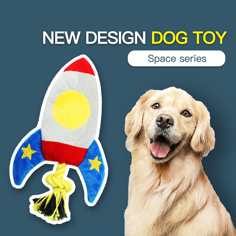 Manufacturer wholesale cute plane rocket design dog plush rope toys