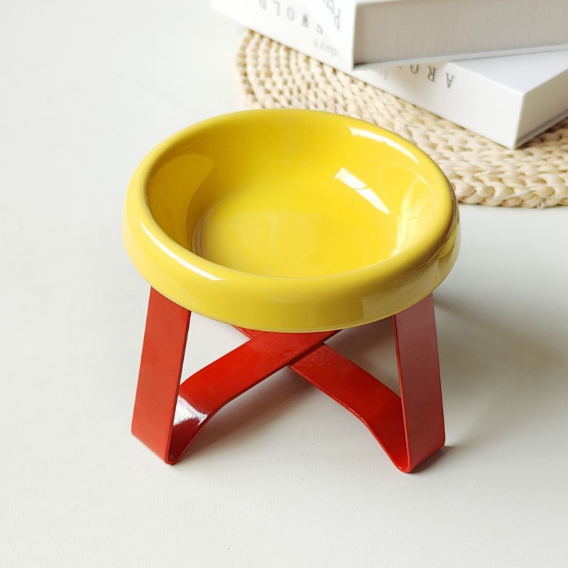 Wholesale Custom Logo Ceramic Elevated Dog Cat Food Bowl