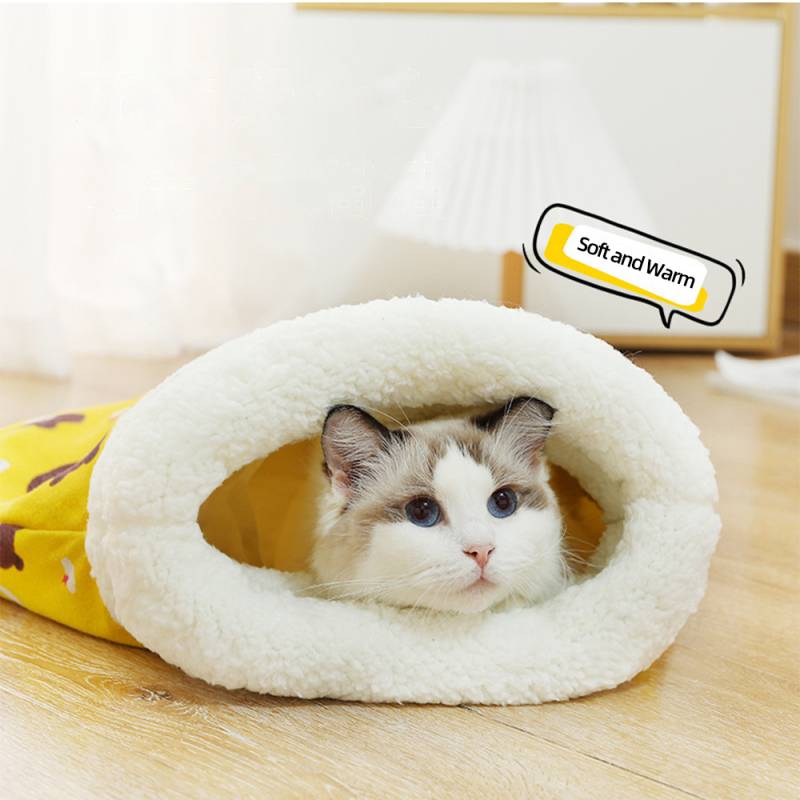 Manufacturer Wholesale Semi-Closed Warm Short Plush Cat Sleeping Bag