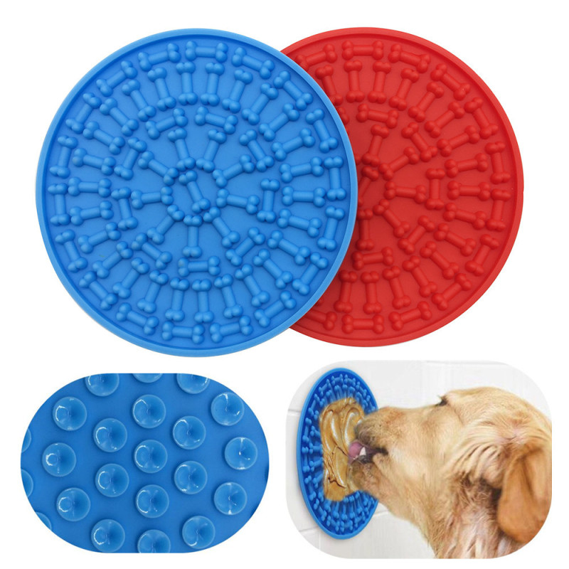 Manufacturer wholesale blue red silicone dog slow feeder bowl stick on the wall