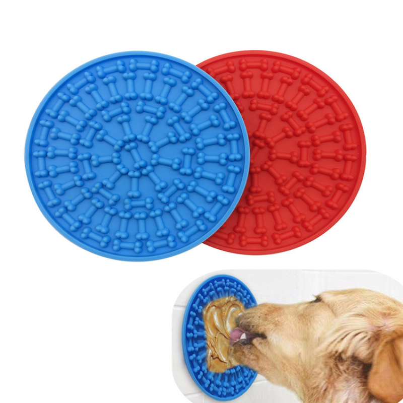 Manufacturer wholesale blue red silicone dog slow feeder bowl stick on the wall