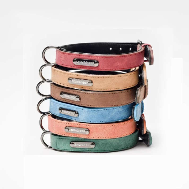 Wholesale Custom Logo Adjustable Dog Leather Collar