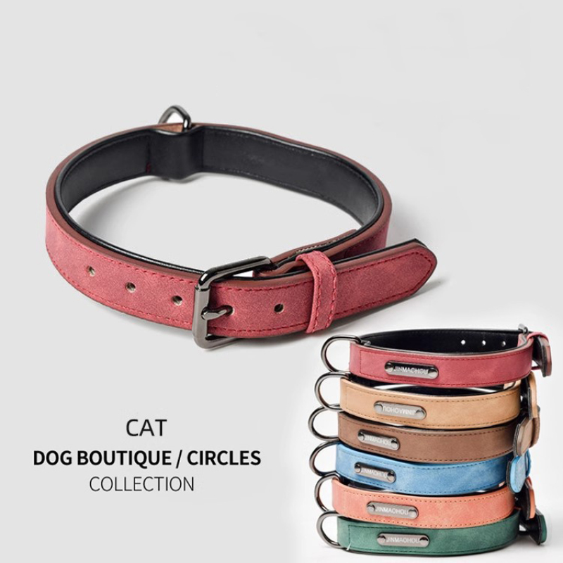 Wholesale Custom Logo Adjustable Dog Leather Collar