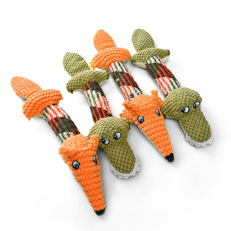 Manufacturer Wholesale Crocodile Fox Squeaky Dog Plush Rope Toys