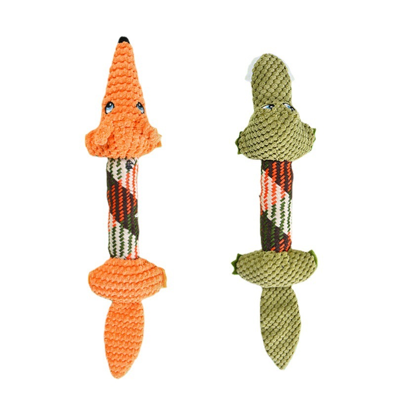 Manufacturer Wholesale Crocodile Fox Squeaky Dog Plush Rope Toys