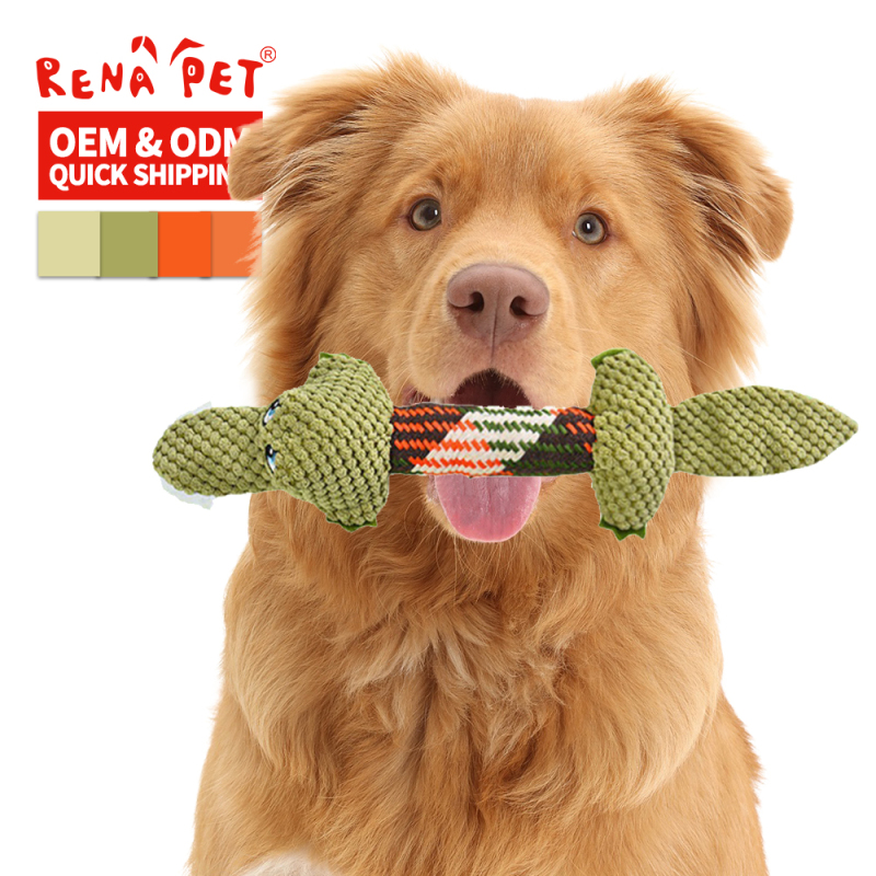Manufacturer Wholesale Crocodile Fox Squeaky Dog Plush Rope Toys