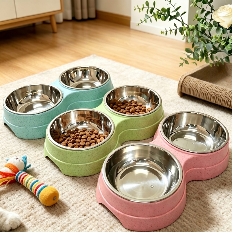 Wholesales Stainless Steel Detachable Washable Dog Pet Cat Bowl Double