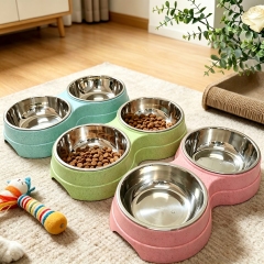 Wholesales Stainless Steel Detachable Washable Dog Pet Cat Bowl Double