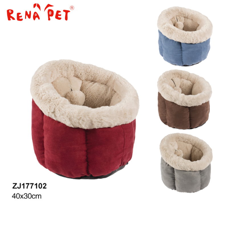 Manufacturer wholesale cute warm foldable dog cat soft round bed