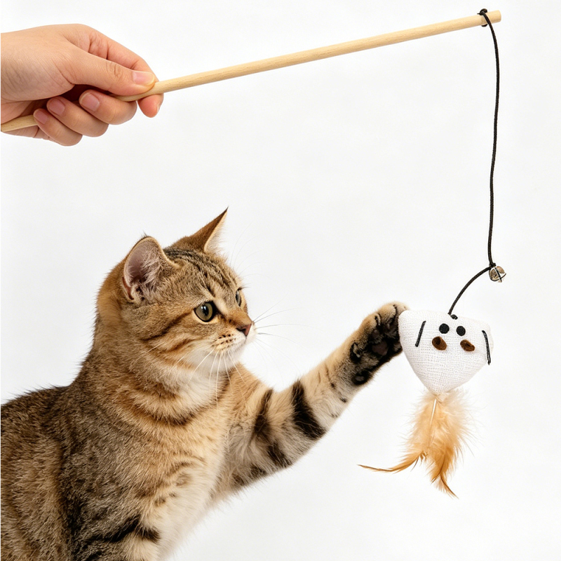 Wholesale Interactive Wooden Cat Teaser Stick