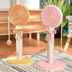 Manufacturer wholesale yellow blue pink green sisal cat scratcher tree lollipop design