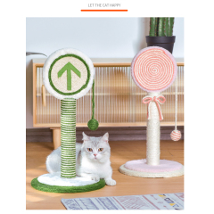 Manufacturer wholesale yellow blue pink green sisal cat scratcher tree lollipop design