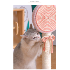 Manufacturer wholesale yellow blue pink green sisal cat scratcher tree lollipop design