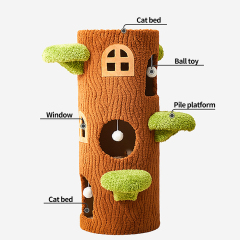 Wholesale Sisal Short Plush Cat House With Scratcher Mat